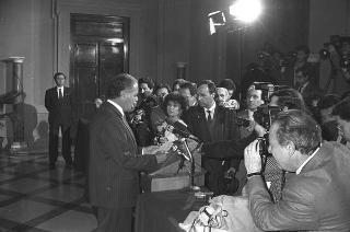 Crisi del VI Governo Andreotti. Il Presidente della Repubblica Francesco Cossiga riceve i rappresentanti dei partiti per le consultazioni