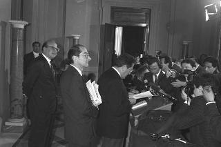 Crisi del VI Governo Andreotti. Il Presidente della Repubblica Francesco Cossiga riceve i rappresentanti dei partiti per le consultazioni