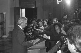 Crisi del VI Governo Andreotti. Il Presidente della Repubblica Francesco Cossiga riceve i rappresentanti dei partiti per le consultazioni