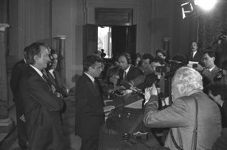 Crisi del VI Governo Andreotti. Il Presidente della Repubblica Francesco Cossiga riceve i rappresentanti dei partiti per le consultazioni