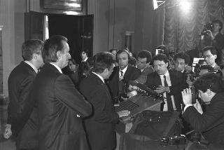 Crisi del VI Governo Andreotti. Il Presidente della Repubblica Francesco Cossiga riceve i rappresentanti dei partiti per le consultazioni
