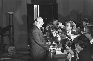 Crisi del VI Governo Andreotti. Il Presidente della Repubblica Francesco Cossiga riceve i rappresentanti dei partiti per le consultazioni
