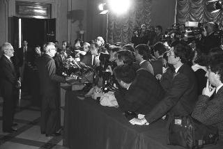 Crisi del VI Governo Andreotti. Il Presidente della Repubblica Francesco Cossiga riceve i rappresentanti dei partiti per le consultazioni