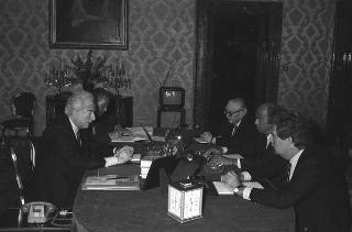 Crisi del VI Governo Andreotti. Il Presidente della Repubblica Francesco Cossiga riceve i rappresentanti dei partiti per le consultazioni