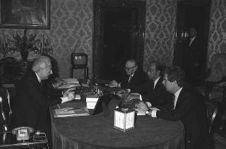 Crisi del VI Governo Andreotti. Il Presidente della Repubblica Francesco Cossiga riceve i rappresentanti dei partiti per le consultazioni