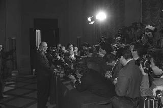 Crisi del VI Governo Andreotti. Il Presidente della Repubblica Francesco Cossiga riceve i rappresentanti dei partiti per le consultazioni