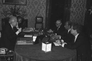 Crisi del VI Governo Andreotti. Il Presidente della Repubblica Francesco Cossiga riceve i rappresentanti dei partiti per le consultazioni