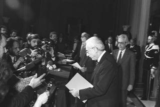Crisi del VI Governo Andreotti. Il Presidente della Repubblica Francesco Cossiga riceve i rappresentanti dei partiti per le consultazioni