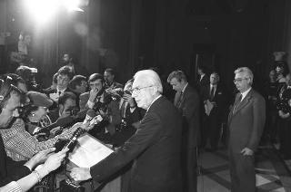 Crisi del VI Governo Andreotti. Il Presidente della Repubblica Francesco Cossiga riceve i rappresentanti dei partiti per le consultazioni