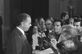 Crisi del VI Governo Andreotti. Il Presidente della Repubblica Francesco Cossiga riceve i rappresentanti dei partiti per le consultazioni