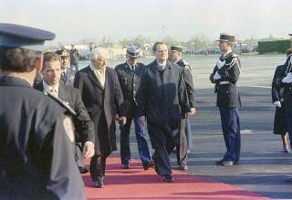 Il Presidente della Repubblica Francesco Cossiga durante la visita in Francia al Consiglio d'Europa in occasione della XLIII sessione dell'Assemblea parlamentare (23 - 24 aprile 1991)