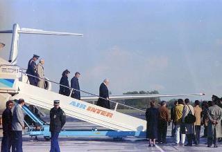 Il Presidente della Repubblica Francesco Cossiga durante la visita in Francia al Consiglio d'Europa in occasione della XLIII sessione dell'Assemblea parlamentare (23 - 24 aprile 1991)