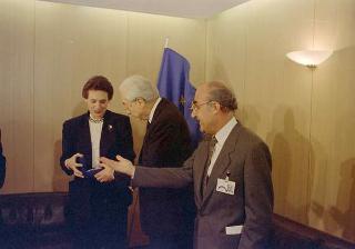 Il Presidente della Repubblica Francesco Cossiga durante la visita in Francia al Consiglio d'Europa in occasione della XLIII sessione dell'Assemblea parlamentare (23 - 24 aprile 1991)