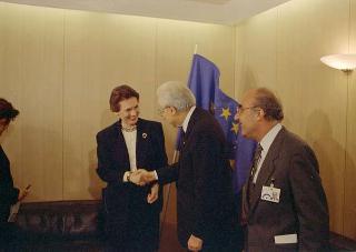 Il Presidente della Repubblica Francesco Cossiga durante la visita in Francia al Consiglio d'Europa in occasione della XLIII sessione dell'Assemblea parlamentare (23 - 24 aprile 1991)