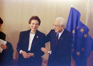 Il Presidente della Repubblica Francesco Cossiga durante la visita in Francia al Consiglio d'Europa in occasione della XLIII sessione dell'Assemblea parlamentare (23 - 24 aprile 1991)