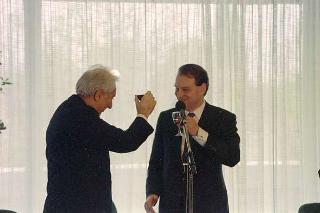 Il Presidente della Repubblica Francesco Cossiga durante la visita in Francia al Consiglio d'Europa in occasione della XLIII sessione dell'Assemblea parlamentare (23 - 24 aprile 1991)