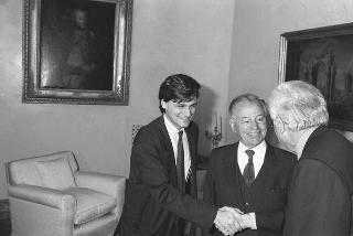 Il Presidente della Repubblica Francesco Cossiga riceve in udienza il sen. Cesare Dujany e l'on. Luciano Caveri