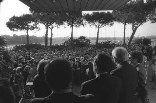 Intervento, in forma privata, del Presidente della Repubblica Francesco Cossiga  all'inaugurazione della Mostra "Omaggio a Manzù". Museo Manzù, Ardea (Roma)