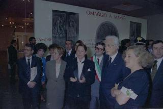 Intervento, in forma privata, del Presidente della Repubblica Francesco Cossiga  all'inaugurazione della Mostra "Omaggio a Manzù". Museo Manzù, Ardea (Roma)