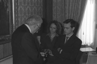 Il Presidente della Repubblica Francesco Cossiga riceve in udienza Franco Cangini