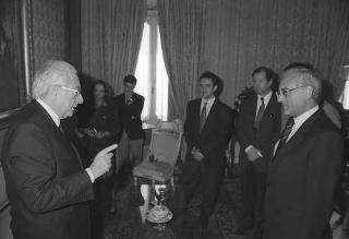 Il Presidente della Repubblica Francesco Cossiga riceve in udienza Franco Cangini