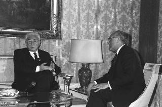 Il Presidente della Repubblica Francesco Cossiga riceve in udienza Franco Cangini