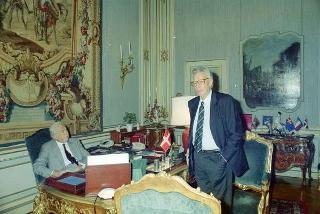 Il Presidente della Repubblica Francesco Cossiga incontra Giampaolo Pansa, per presentare il suo libro "Il regime"