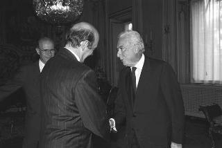 Il Presidente della Repubblica Francesco Cossiga incontra  Manfred Woerner, Segretario Generale della NATO