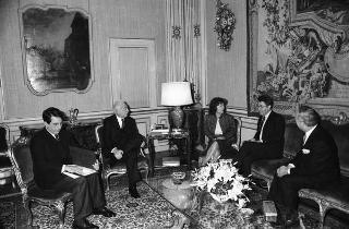 Incontro del Presidente della Repubblica Francesco Cossiga con Heins Fischer, presidente della Camera della Repubblica d'Austria, accompagnato da Emil Staffelmayr, ambasciatore della Repubblica d'Austria a Roma, e da Walter Hagg