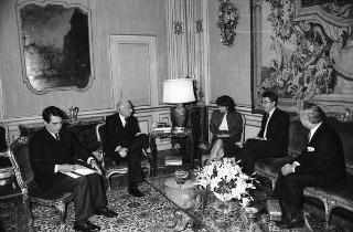 Incontro del Presidente della Repubblica Francesco Cossiga con Heins Fischer, presidente della Camera della Repubblica d'Austria, accompagnato da Emil Staffelmayr, ambasciatore della Repubblica d'Austria a Roma, e da Walter Hagg