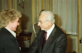 Incontro del Presidente della Repubblica Francesco Cossiga con Margherita Boniver, ministro per l'immigrazione e gli italiani all'estero