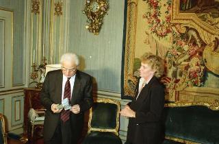 Incontro del Presidente della Repubblica Francesco Cossiga con Margherita Boniver, ministro per l'immigrazione e gli italiani all'estero