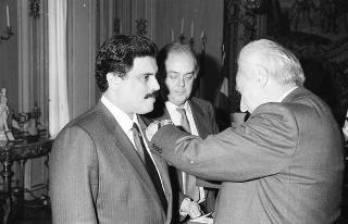 Il Presidente della Repubblica Francesco Cossiga riceve  Sua Eccellenza Al Attiyah l'Ambasciatore del Qatar