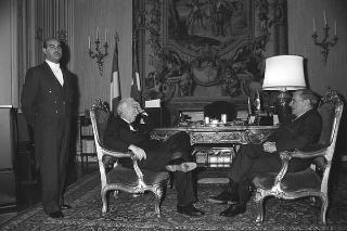 Il Presidente della Repubblica Francesco Cossiga riceve Enrico Manca, presidente della RAI per la visita di congedo