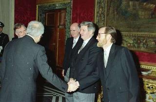 Il Presidente della Repubblica Francesco Cossiga riceve Patrck O'Connor, nuovo ambasciatore d'Irlanda per la presentazione delle lettere credenziali