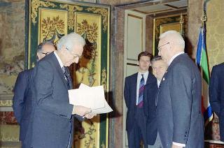 Il Presidente della Repubblica Francesco Cossiga riceve Marko Kosin, nuovo ambasciatore della Repubblica di Slovenia per la presentazione lettere credenziali