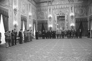 Incontro del Presidente della Repubblica Francesco Cossiga con Arrigo Gattai, presidente del CONI, con gli atleti, i tecnici e i dirigenti che hanno partecipato ai XVI Giochi Olimpici invernali di Albertville