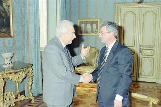 Il Presidente della Repubblica Francesco Cossiga con Francesco Borghetto, sindaco di Sassari
