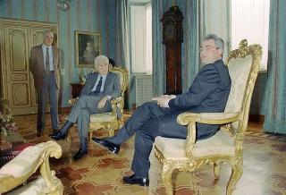Il Presidente della Repubblica Francesco Cossiga con Francesco Borghetto, sindaco di Sassari
