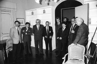 Il Presidente della Repubblica Francesco Cossiga riceve Giovanni Mario Rossignolo, presidente della Seleco, con Peter Secchia, ambasciatore degli Stati Uniti d'America a Roma