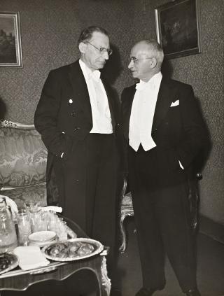 Il Presidente della Repubblica Luigi Einaudi con Alcide De Gasperi al Teatro dell'Opera in Roma