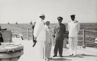 Il Presidente della Repubblica Luigi Einaudi con la moglie Ida a bordo dell'Andrea Doria