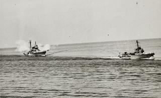 Il Presidente della Repubblica Luigi Einaudi con la moglie Ida a bordo dell'Andrea Doria