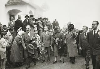 Intervento del Presidente della Repubblica Luigi Einaudi e della moglie Ida all'inaugurazione dalla nuova strada Ollomont - Gracier.
