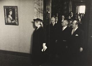 Intervento del Presidente della Repubblica Luigi Einaudi e della moglie Ida all'inaugurazione della nuova sede della Galleria Nazionale in Palazzo Barberini (Roma)
