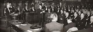 Intervento del Presidente della Repubblica Luigi Einaudi alla cerimonia dell'insediamento del Presidente della Corte dei conti (Roma)