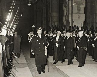 Intervento del Presidente della Repubblica Luigi Einaudi alla cerimonia dell'insediamento del Primo Presidente e del Procuratore Generale della Corte di cassazione (Roma, Palazzo di Giustizia)