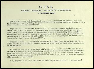 Opere pubbliche promosse dalla C.I.S.L. Unione comunale sindacati lavoratori S. Pancrazio (Parma)