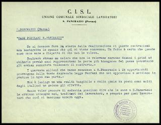Opere pubbliche promosse dalla C.I.S.L. Unione comunale sindacati lavoratori S. Pancrazio (Parma)