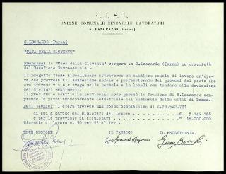 Opere pubbliche promosse dalla C.I.S.L. Unione comunale sindacati lavoratori S. Pancrazio (Parma)